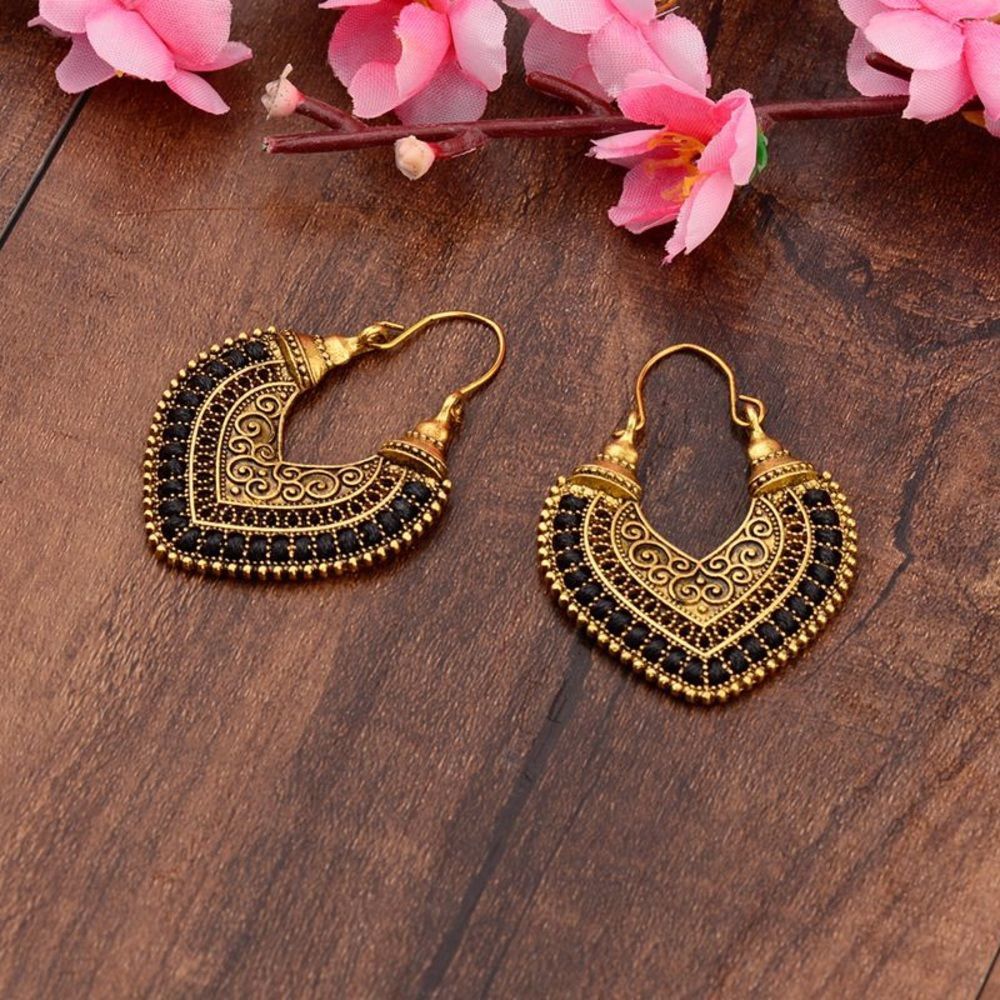 🌺Vintage Ethnic tribal crochet hoop Earring